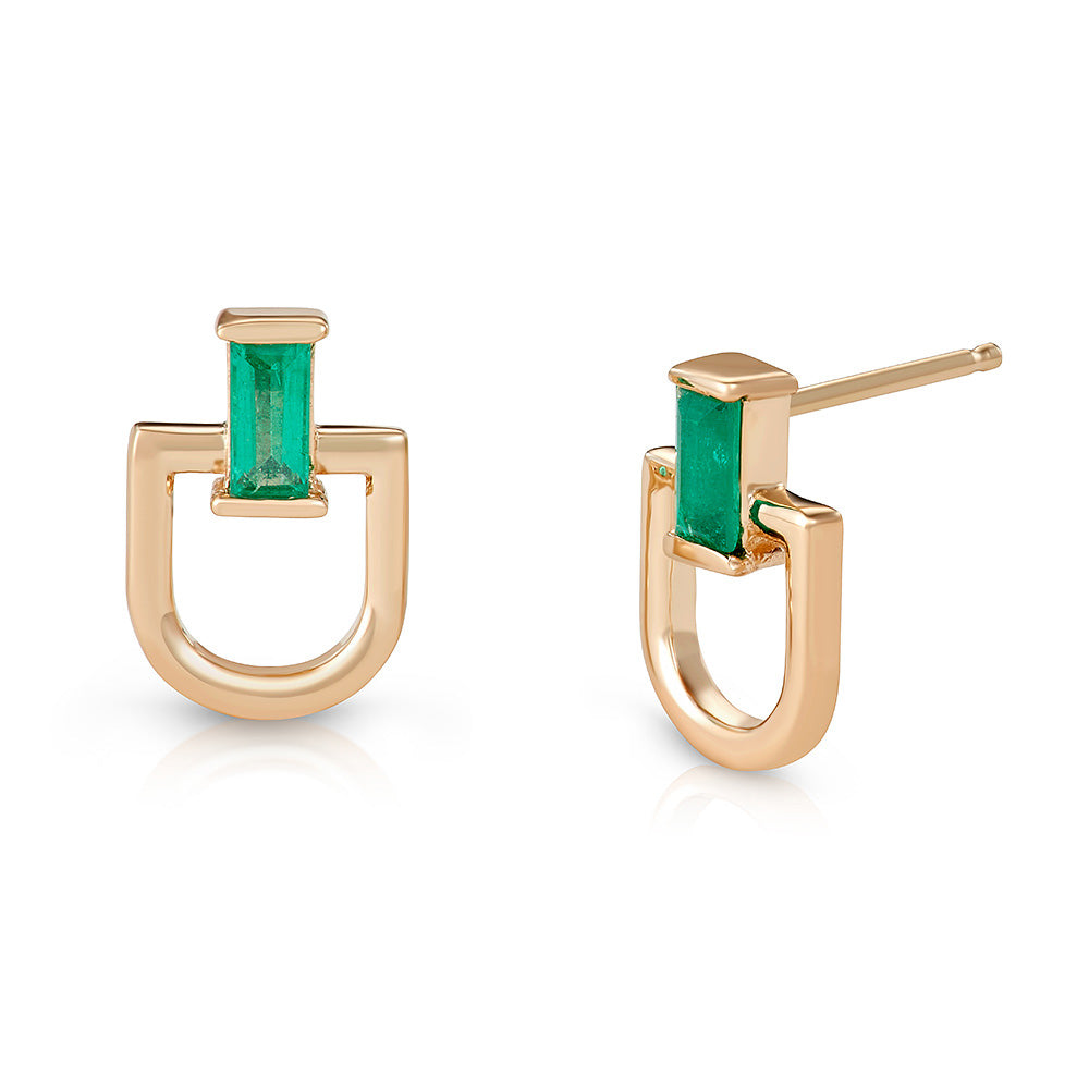 Modern Link emerald earrings