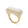 GEO WHITE FACETED RING