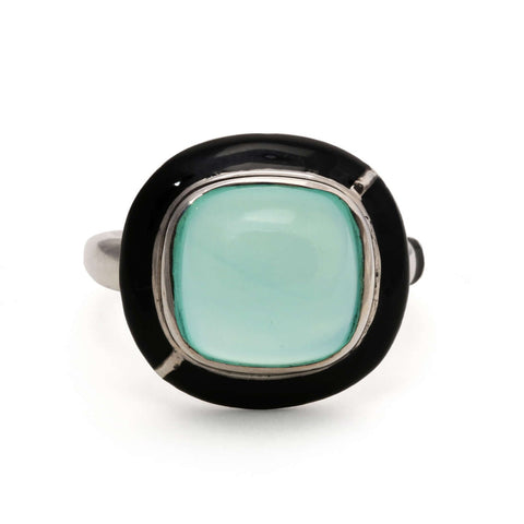 GEO WHITE FACETED RING