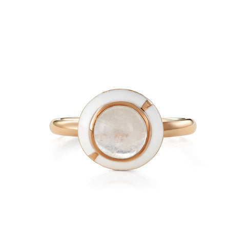 Modernist natural Signet Ring - Carnelian, Mother of Pearl, Agate